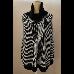 Calvin Klein Black & White Turtleneck Poncho